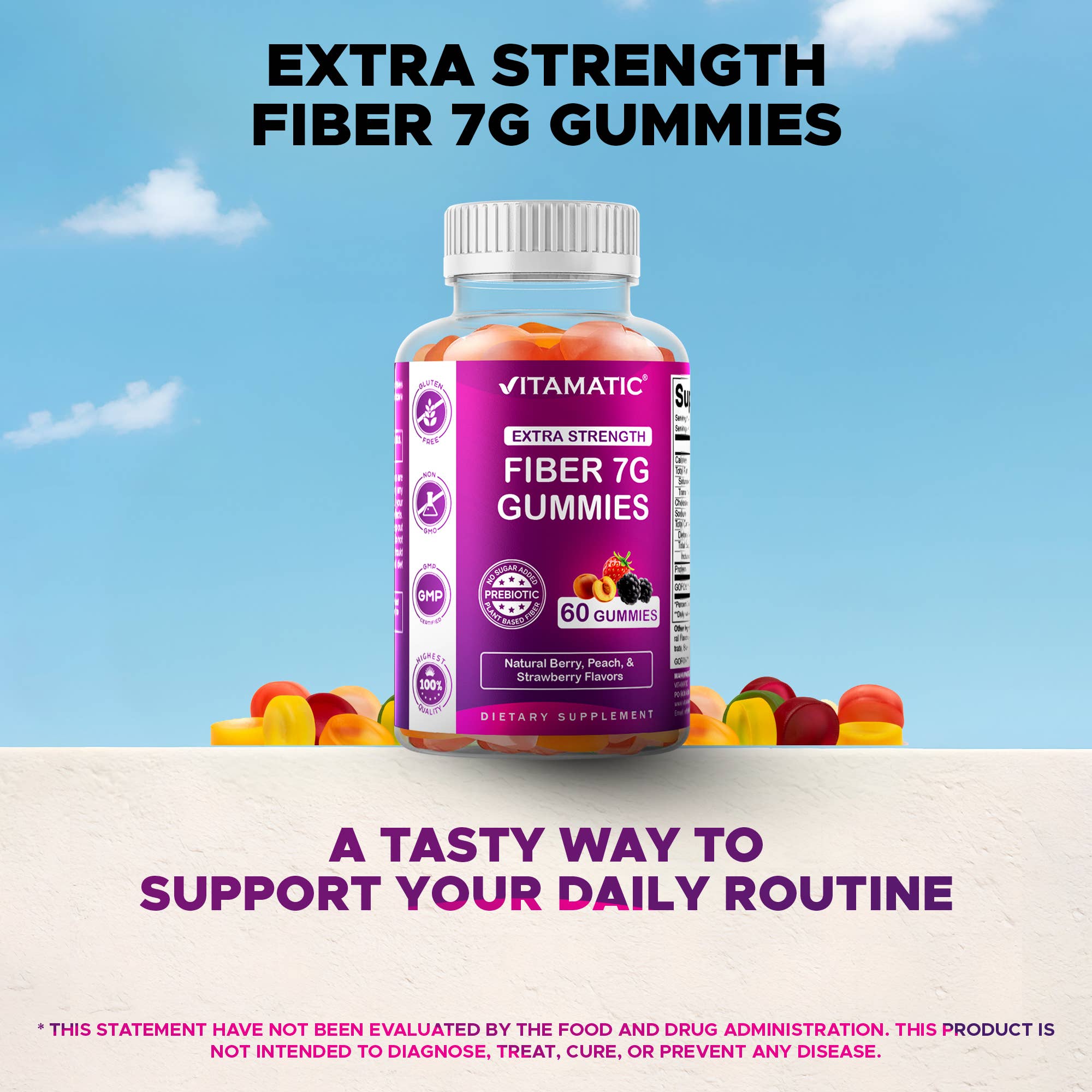 Vitamatic – Suplemento/vitamina oral por atacado – Gomas de Fibra Prebiótica Vitamatic para Adultos - 7G de Fibra6