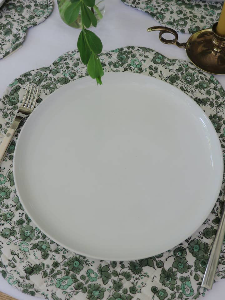 Olive Floral Scalloped Placemats (Set of 4) for wholesale by Sarah Spiegel