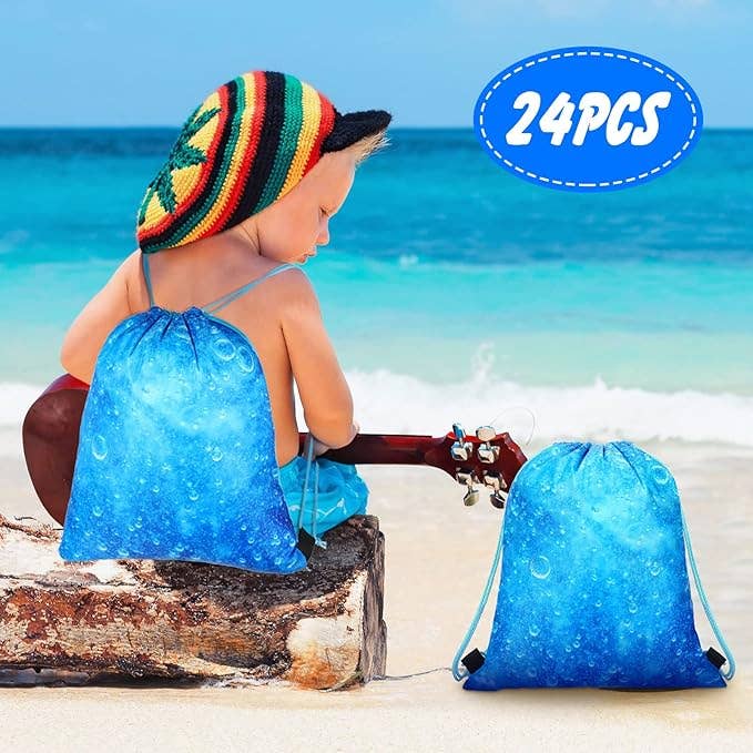 Crover - Wholesale Drawstring Bag - Kids - Ocean Party Favor Bags – Blue Drawstring Backpacks2