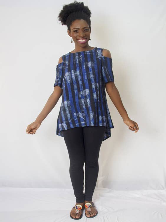 Cold Shoulder Batik Top for wholesale by Cadling Fashions Ltd