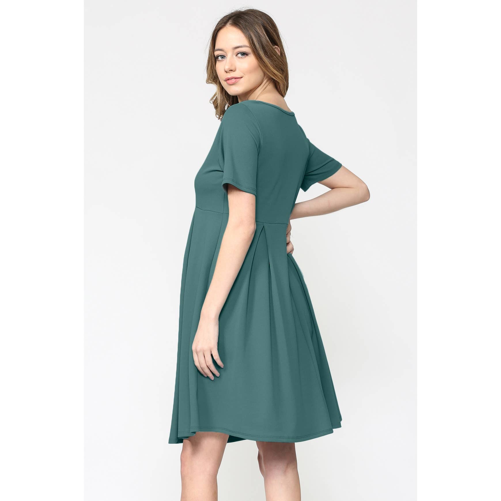 Hello Miz - Wholesale Dress - Maternity - Pleated Round Neck Maternity Skater Dress22