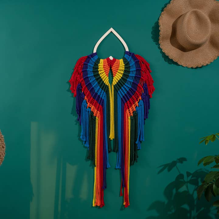 Sparkle Being – wholesale Tapestry/textile – Rainbow Angel Wings - Macrame Wall Hanging Tapestry