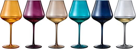 The Wine Savant /  Khen Glassware - Wholesale Wine Glass - Jewel Colored Crystal Wine Glass Set of 65