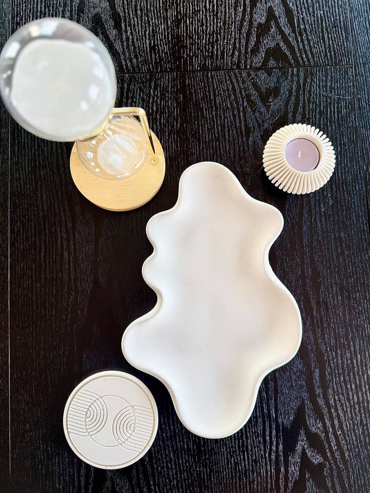 Avora Hand-Cast Irregular Stone Tray for wholesale by SoftLuxe Studio