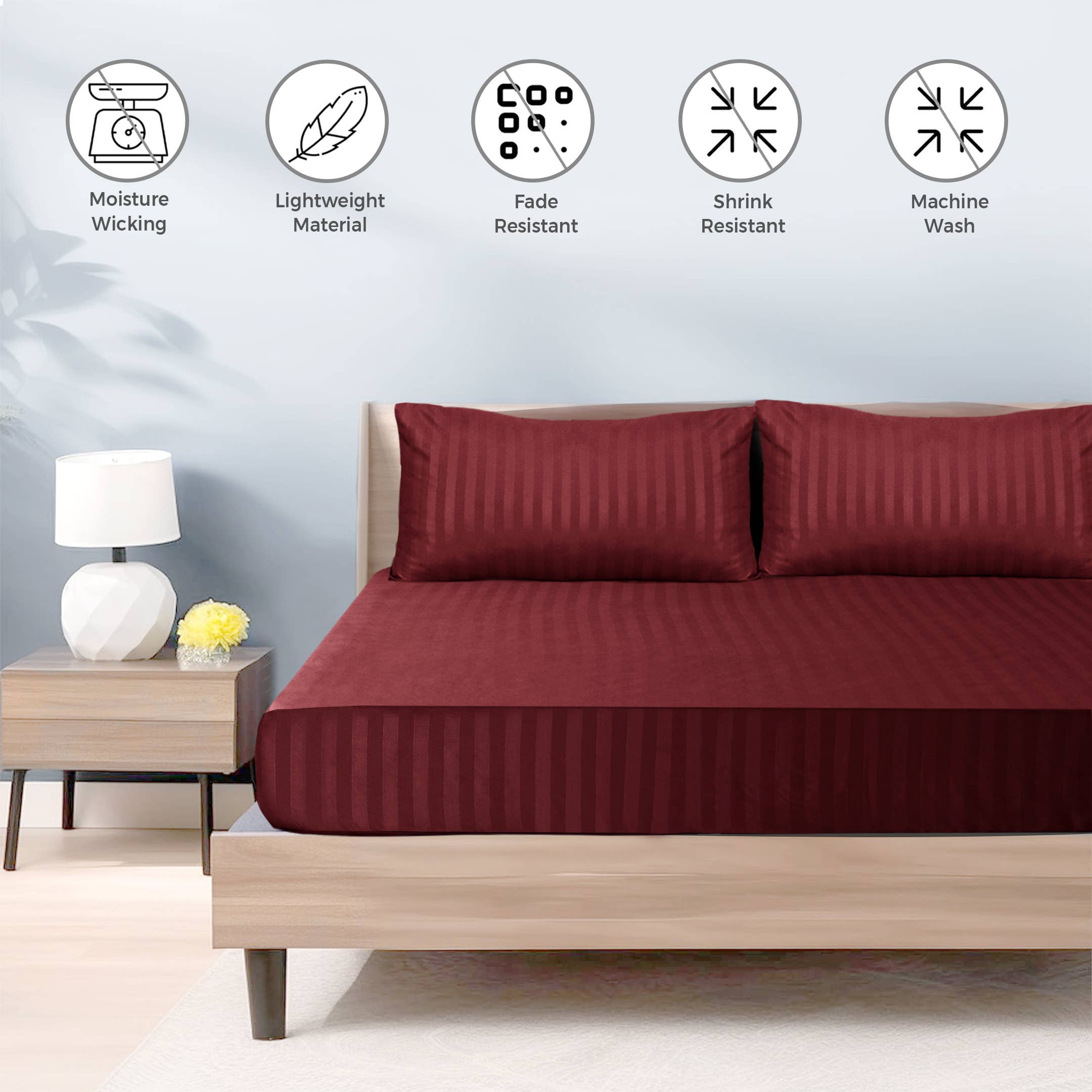 Cotton Passion - Wholesale Fitted Sheet - Satin Stripe Deep Pocket Fitted Sheets Deep Up to 25cm38