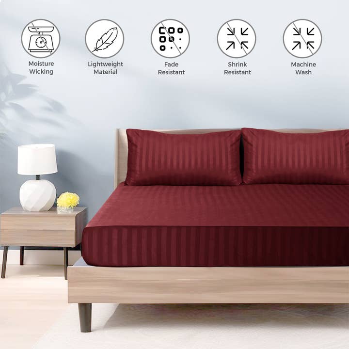 Cotton Passion - Wholesale Fitted Sheet - Satin Stripe Deep Pocket Fitted Sheets Deep Up to 25cm38