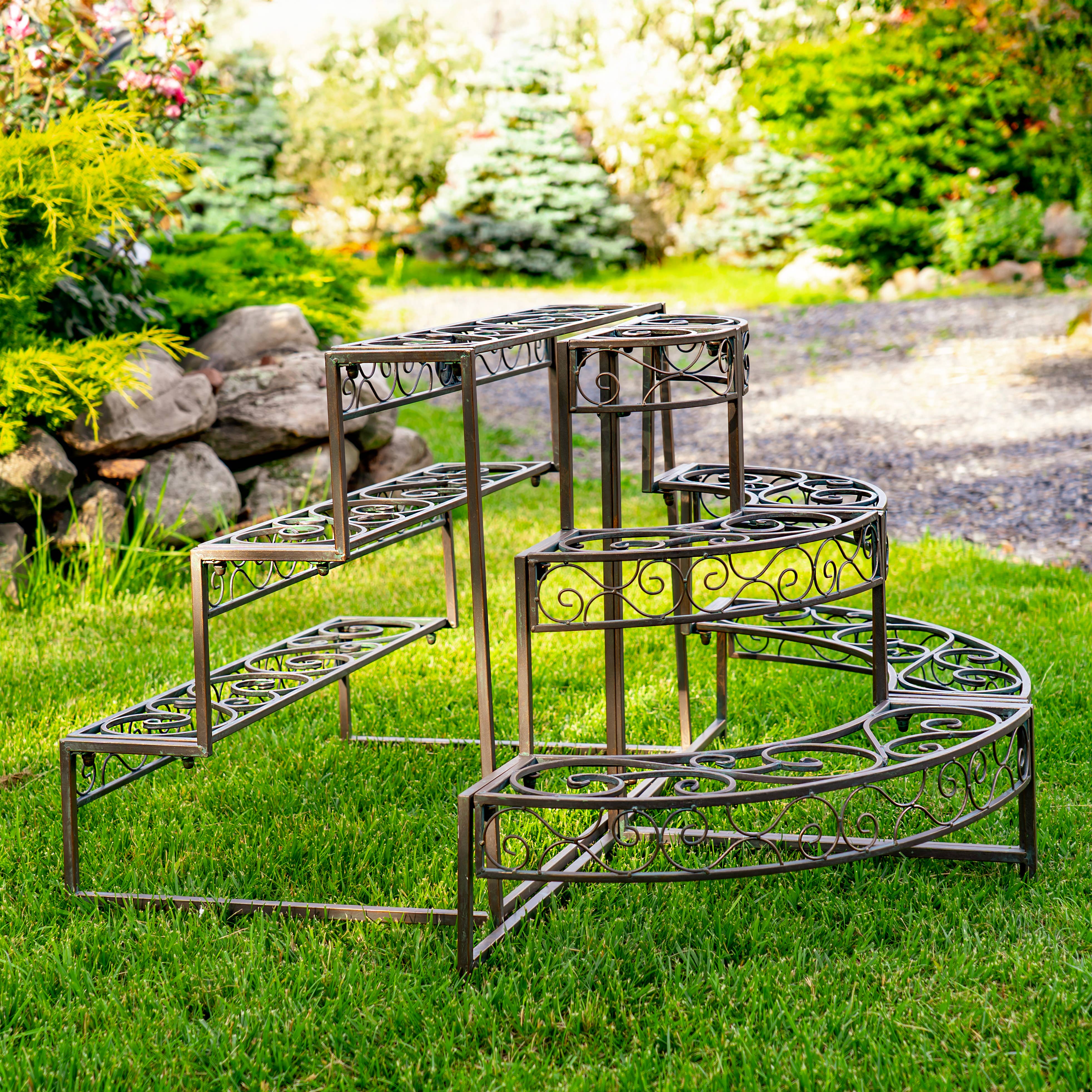 Zaer Ltd. International - Wholesale Plant Pot Stand - Three Tier Metal Riser Plant Stand Display "Stephania"7