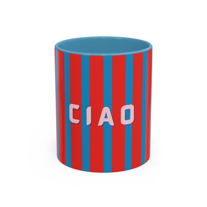 MARA Style - Wholesale Coffee Mug - Ciao Accent Coffee Mug | Colorful Striped Ceramic Cup4