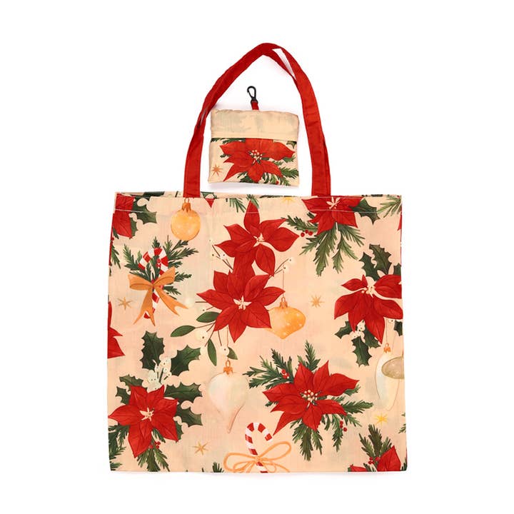 Puckator Ltd - Wholesale Grocery/shopping bag - Foldable Reusable RPET Shopping Bag Christmas Botanicals1