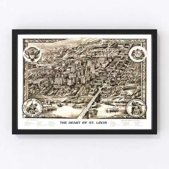 Vintage Map of St. Louis, Missouri 1907 for wholesale by Ted's Vintage Art