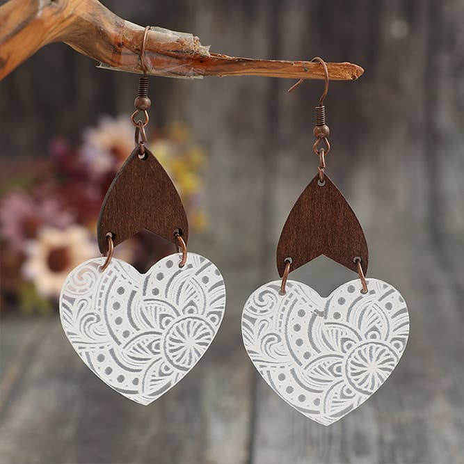 White Heart Shape Acrylic Earrings SP423 for wholesale on Faire