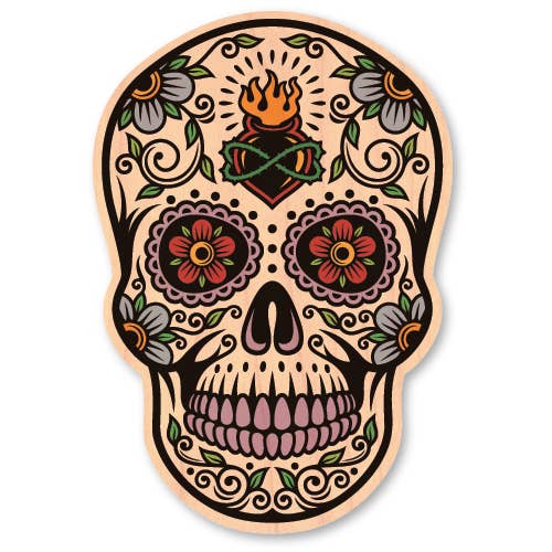 Morris Magnets - Wholesale Sticker - Mini Wood Sticker - Sacred Heart Sugar Skull