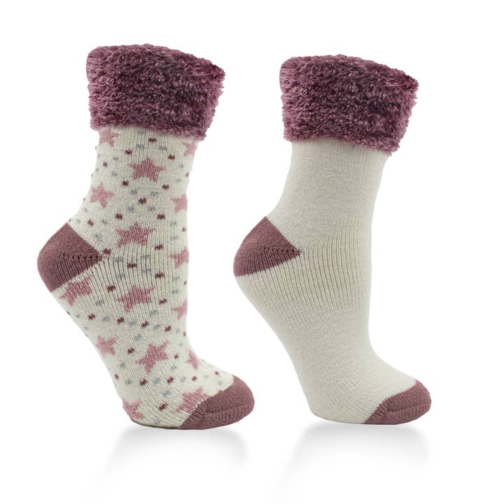 2pr pack sock w/ Non-Skid Bottom Rose Scented, Raspberry for wholesale by MinxNY