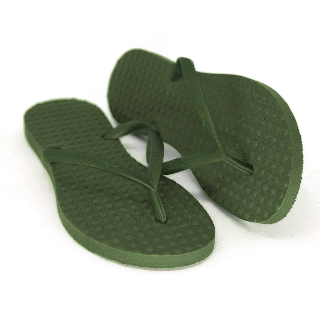 Green Flip Flops – wholesale Flip Flops – Women’s – Women's Sustainable Flip Flops Army Green with Army Green Straps0