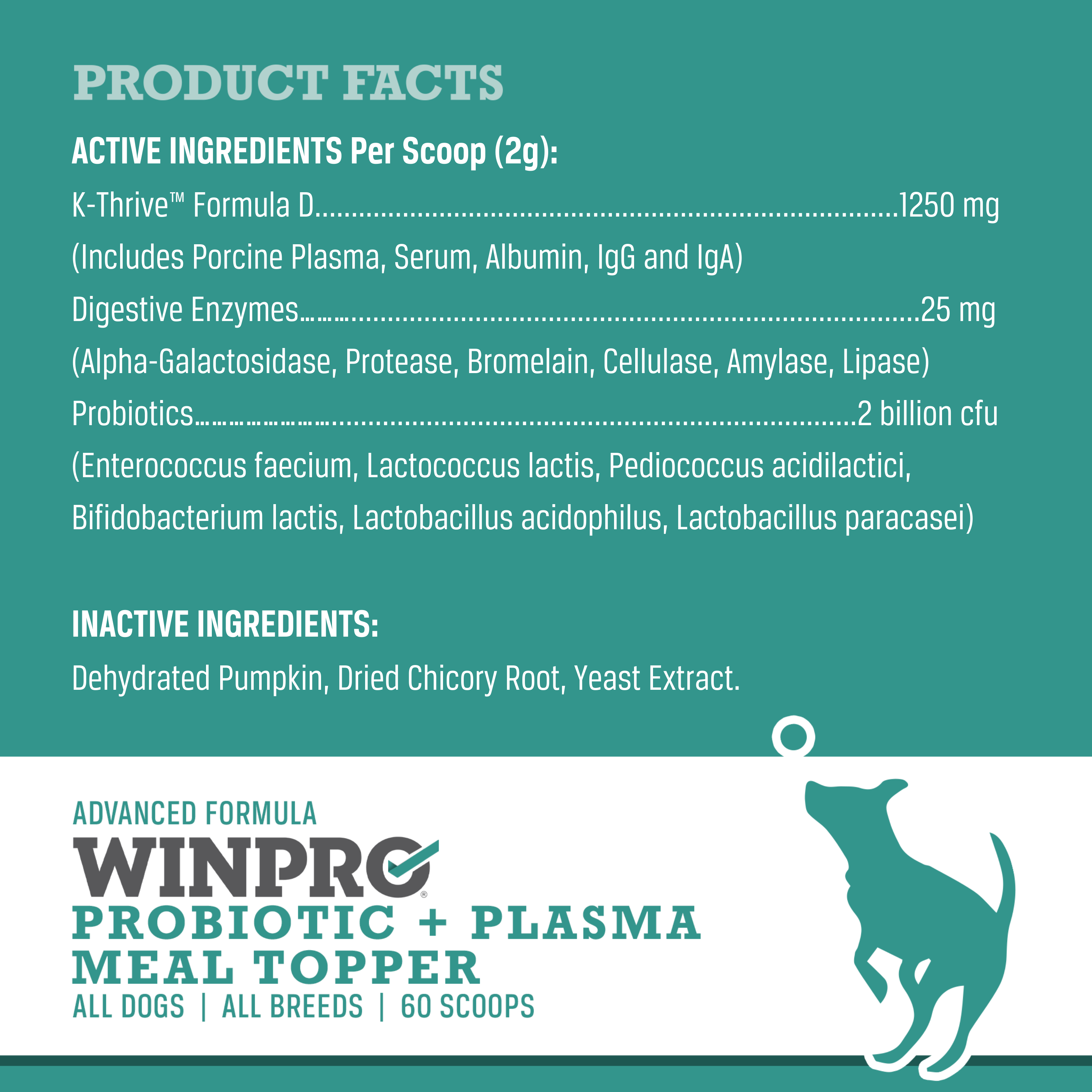 WINPRO Pet - Wholesale Pet Supplement - Dog - Natural Probiotic + Plasma Immune Support Dog Meal Topper6