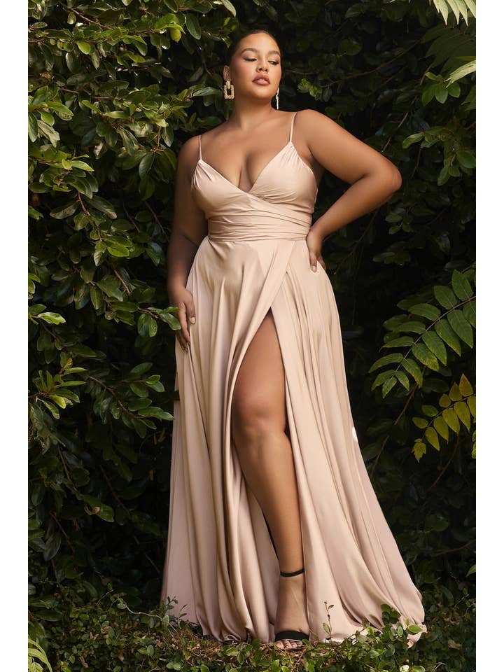 Ladivine by Cinderella Divine - Wholesale Gown - Women's - Sweetheart Neckline Soft Satin A-Line Curvy Fit14