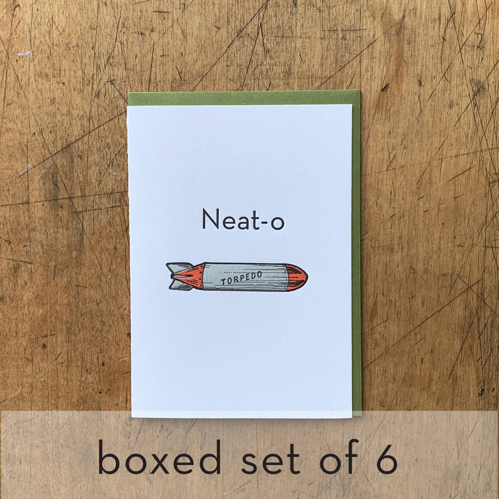 Letterpress PDX – Großhandel Grußkarten für den Alltag – Neato Torpedo Karte - Box mit 60