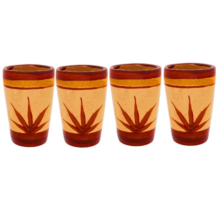 MEXTEQUIL Terracotta Tequila Shot Glasses - Set of 4 - Agave for wholesale by MEXTEQUIL