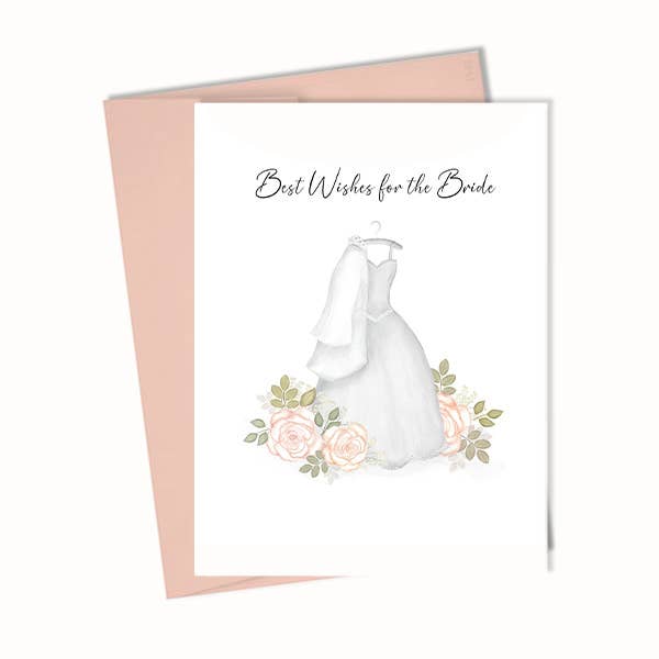 Chá de Panela, Cartão de Felicitações para a Noiva com Vestido de Noiva por atacado de Blue Stationery