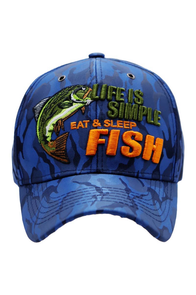 Cap Zone - Wholesale Baseball Cap - Unisex - Life Is Simple Fish Camouflage Baseball Cap11