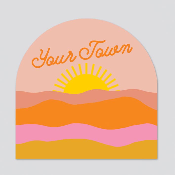 Adhesivo personalizado de la ciudad - Vista del atardecer para venta al por mayor de Rock Scissor Paper