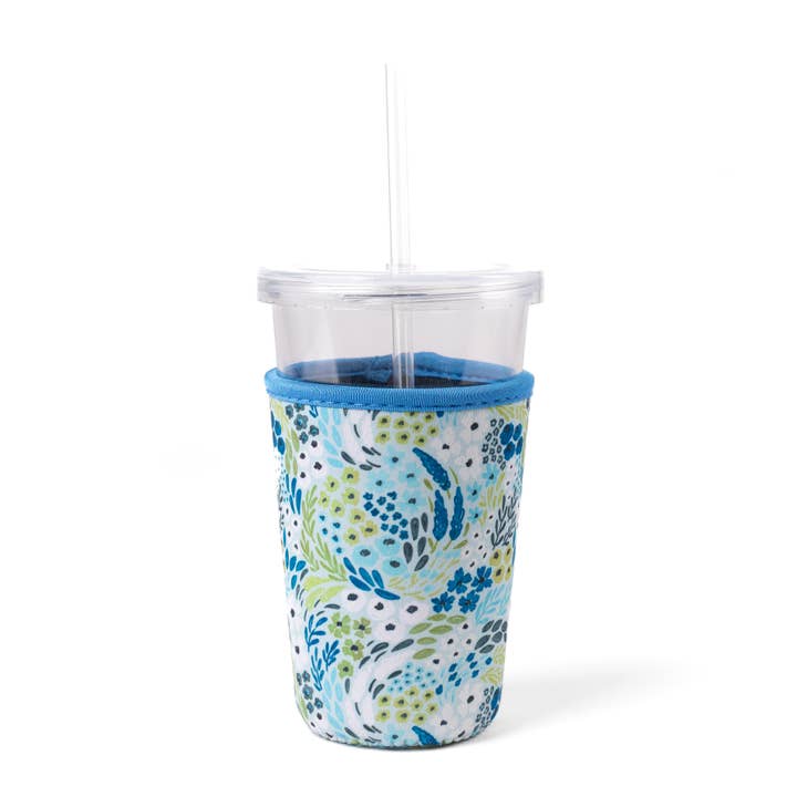 Elyse Breanne Design - Wholesale Drink huggers & koozies - Waterfall Floral Drink Sleeve, Iced Coffee, Drink Koozie1