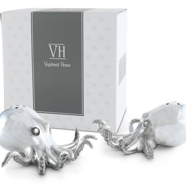 Vagabond House - Wholesale Salt & Pepper Shaker Set - Pewter Octopus Salt & Pepper Set2
