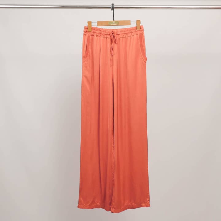 Satin pants with elastic waistband – DB14570VS for wholesale by Cecile Wang
