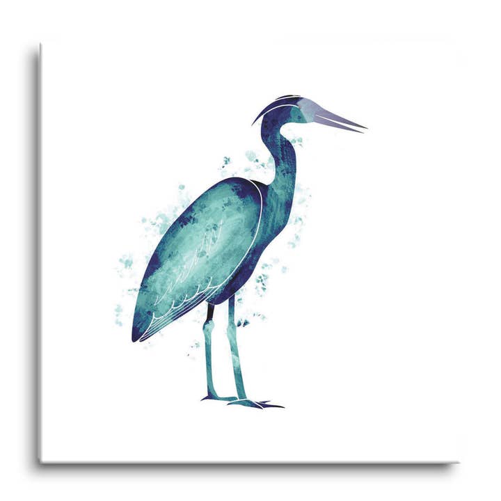 East Coast Water Color Heron |12x12 Glass Plaque for wholesale by Love Local