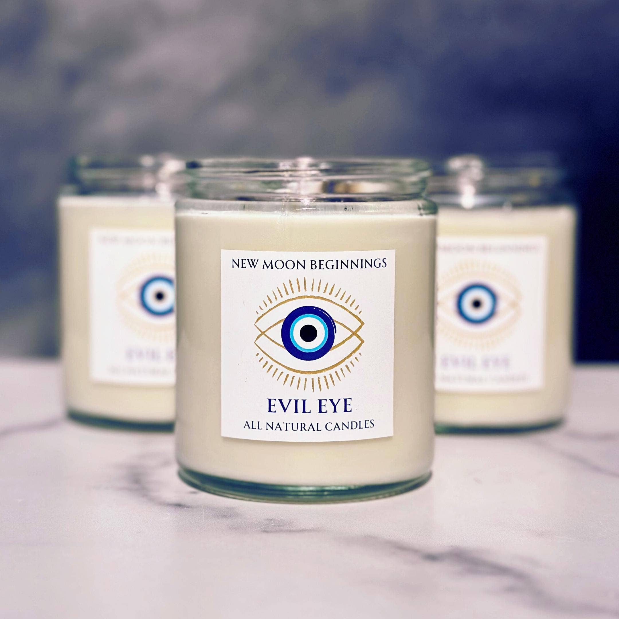 New Moon Beginnings - Wholesale Jar/Filled Candle - Evil Eye Protection Candle by New Moon Beginnings8