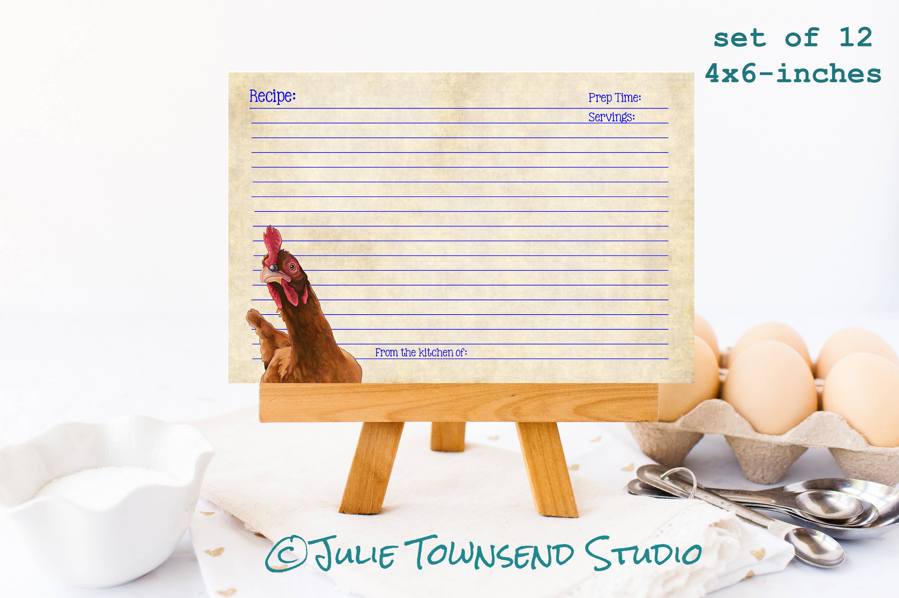 Julie Townsend Studio - Wholesale Recipe Card - Recipe Cards - Assorted Set 2 - Set of 12 Farm Recipe Cards2