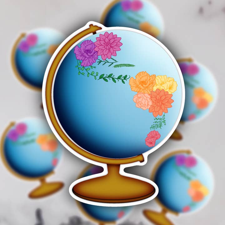 Floral Globe Sticker voor wholesale door Jelly Jean Designs