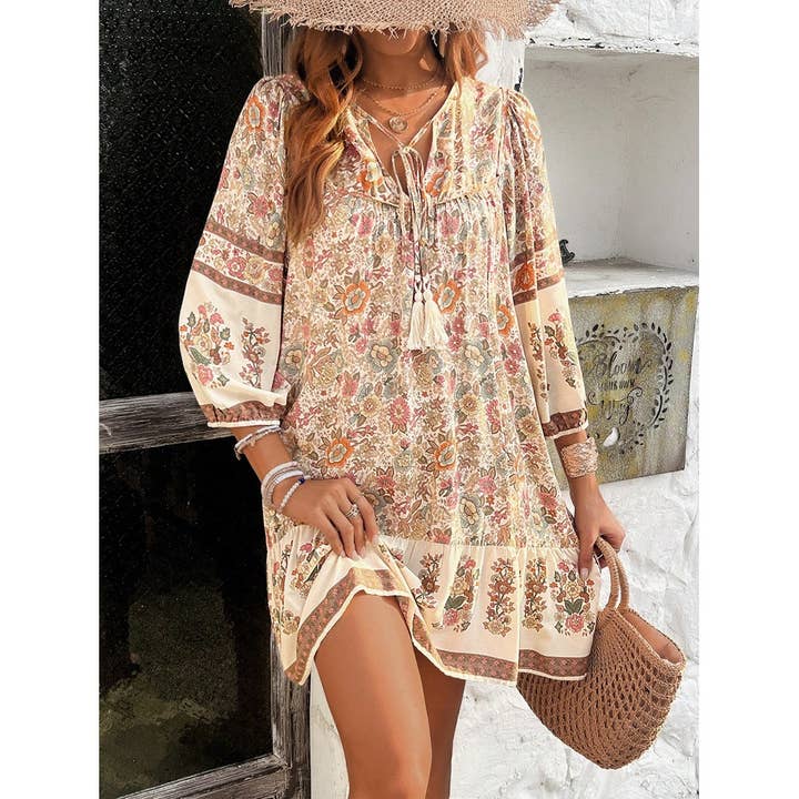 Mapcie - Wholesale Dress - Women's - Vintage Bohemian MINI DRESS