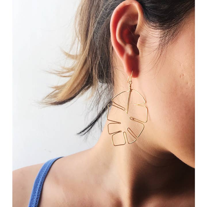 Olivia Lo Jewelry - Wholesale Dangle Earrings - Monstera Leaf Earrings3
