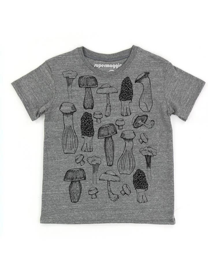 Supermaggie @ Faire - Wholesale Screen Printed T-Shirt - Kids - Mushrooms Kid's Eco Tee3
