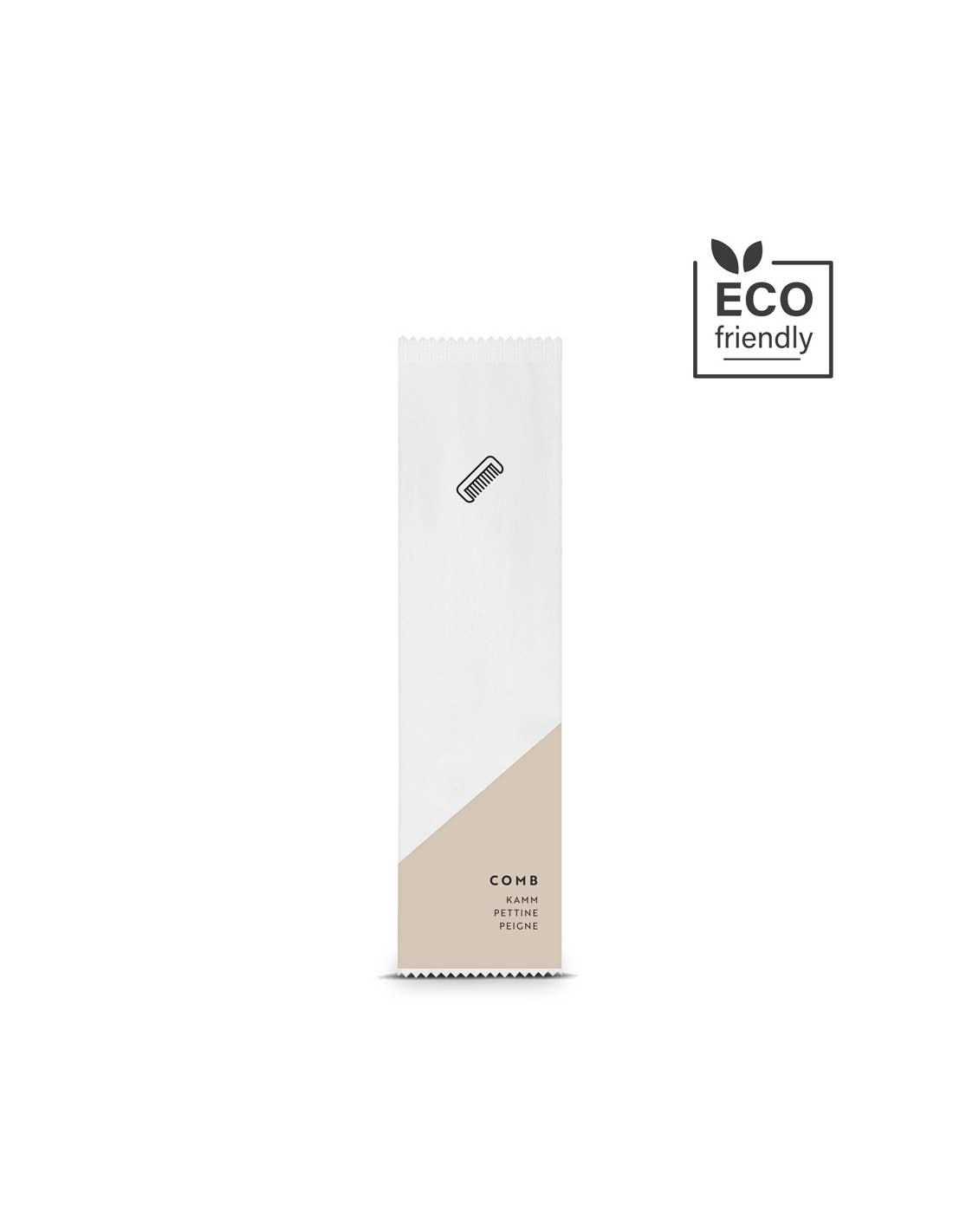 Flexi Amenities - Wholesale Hair Brush/Comb - Courtesy comb for guests in a Bio paper pouch1