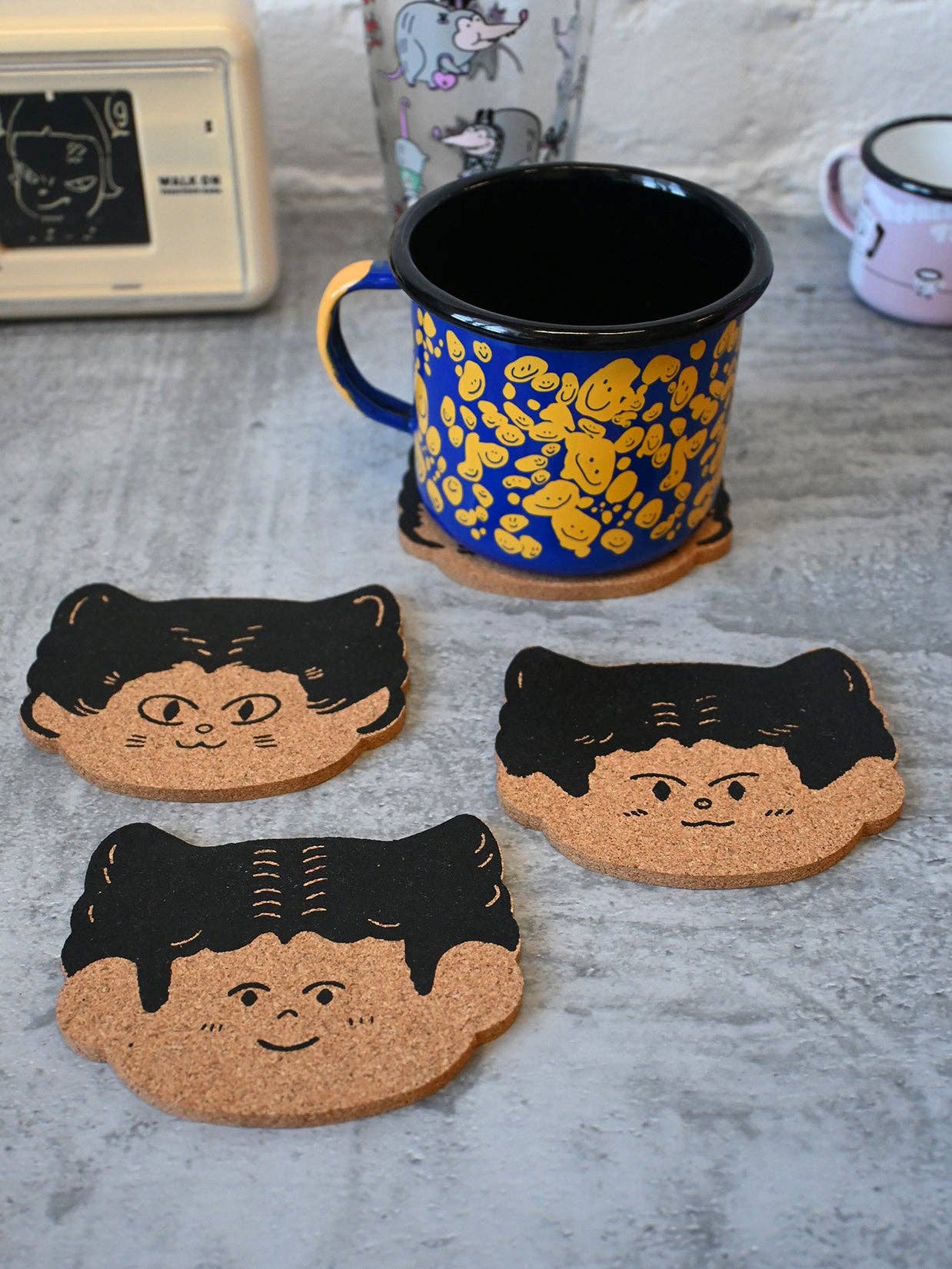 Natali Koromoto - Wholesale Coasters - "Cat Person" Set of four cork coasters5
