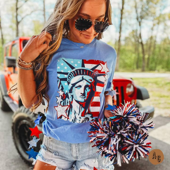 Al + Gray Graphic Tees - Wholesale Screen Printed T-Shirt - Women's - Lady Liberty