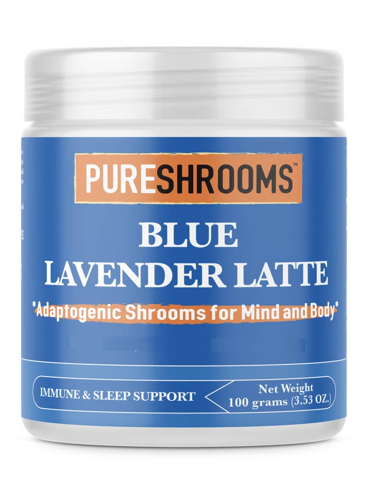 Blue Lavender Latte with Blue Spirulina 100g/30 Servings for wholesale by PureShrooms Inc.