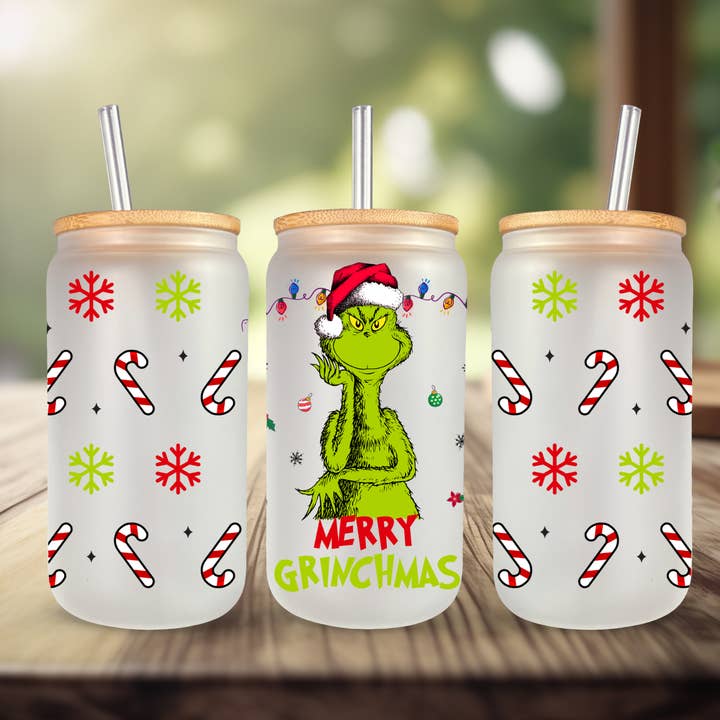 Gobelet Merry Grinchmas Can, givré, 16 oz pour la vente par Driftwood Market Wholesale