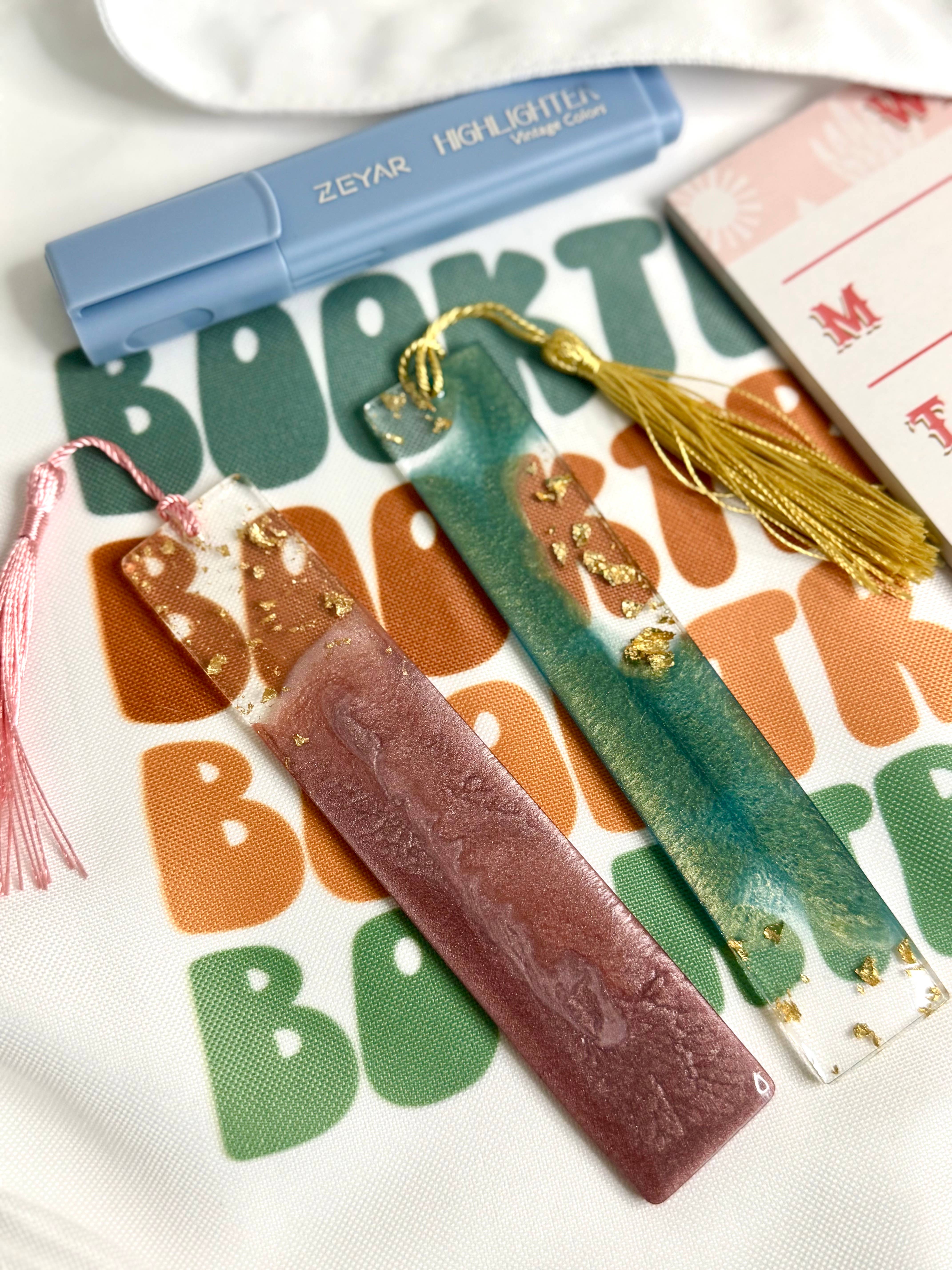 Sweet Heat Studios - Wholesale Bookmark - Pastel and Gold Flake Resin Bookmarks2