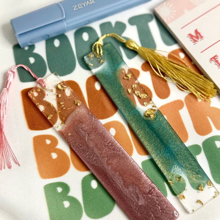 Sweet Heat Studios - Wholesale Bookmark - Pastel and Gold Flake Resin Bookmarks2
