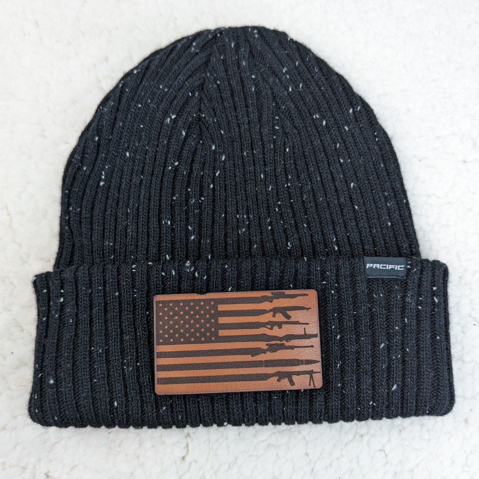 Trendy Transfers - Wholesale Patch - Gun American Flag Leather Hat Patch0