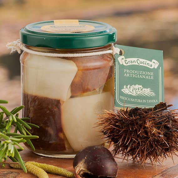 TAB GREEN LINE SRL (Gran Cucina) - Vendita all'ingrosso Verdure essiccate/disidratate - Porcini Tranci"Testa Nera" Olio Oliva 200g0