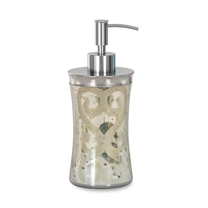 Mercury Glass Stainless Steel & Glass Liquid Soap Pump for wholesale by nu steel