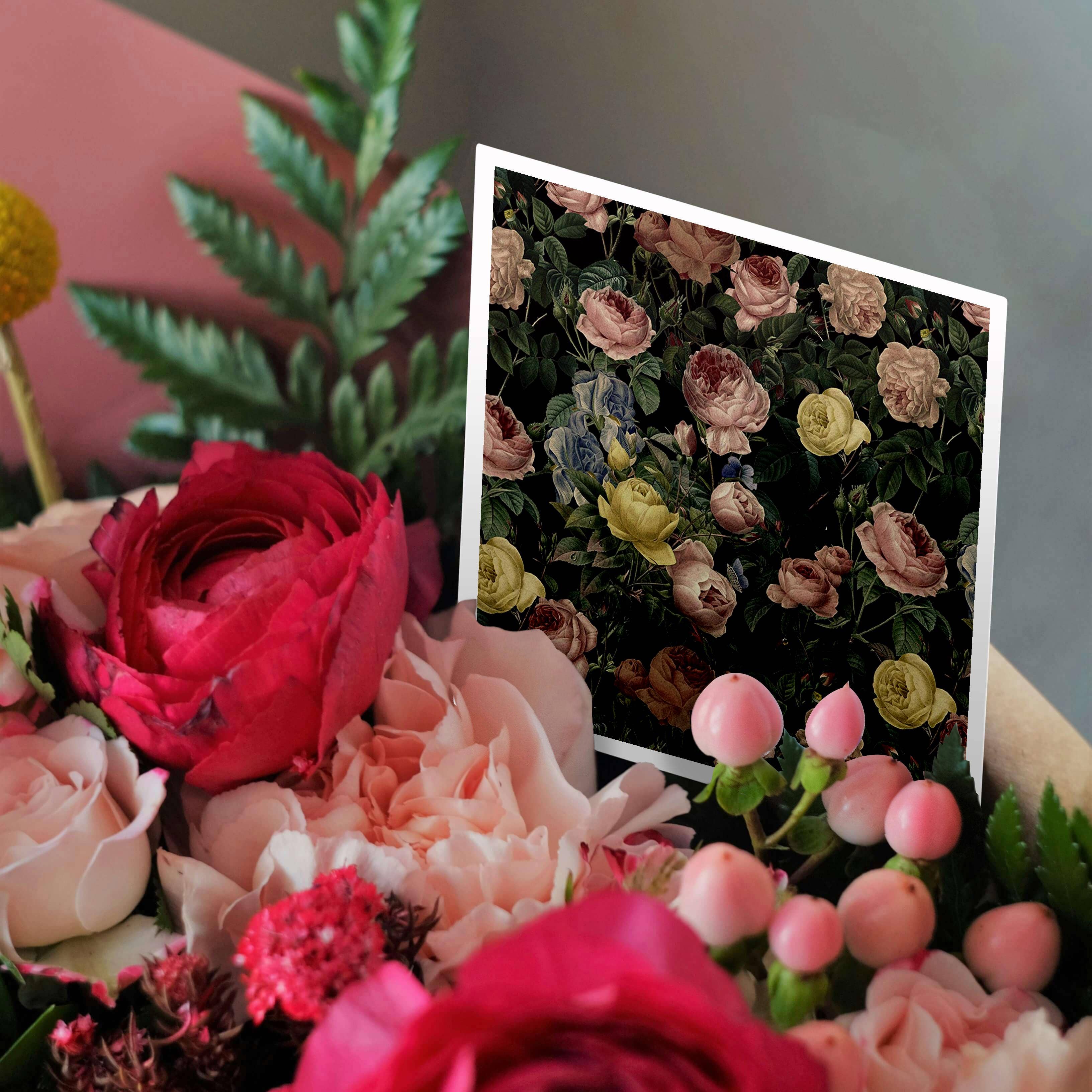 3dRose - Wholesale Everyday Greeting Card - 3dRose, Victorian Luxury Vintage Black Rose Flower Watercolor Summer Pattern, Greeting Card2