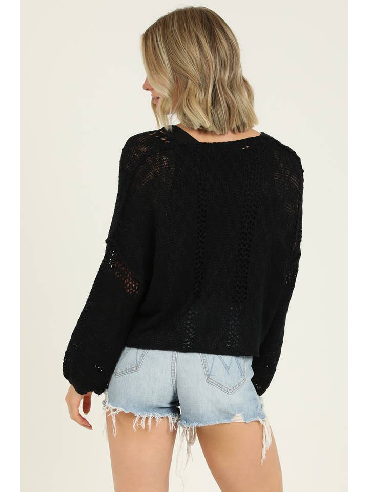 ANGIE - Vendita all'ingrosso Maglione tricot - Donna - Maglione leggero crop con scollo a V dallo stile beachy41