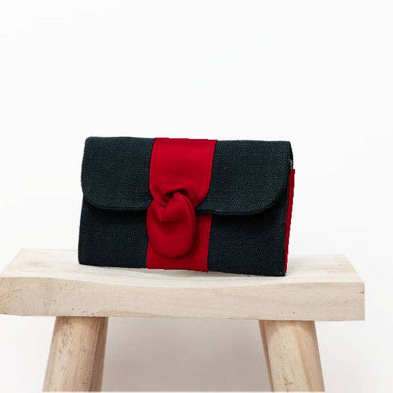 Tasche mit Klappe — Hanf, Fichte, Leder, Altgold für den Großhandel von Fossette