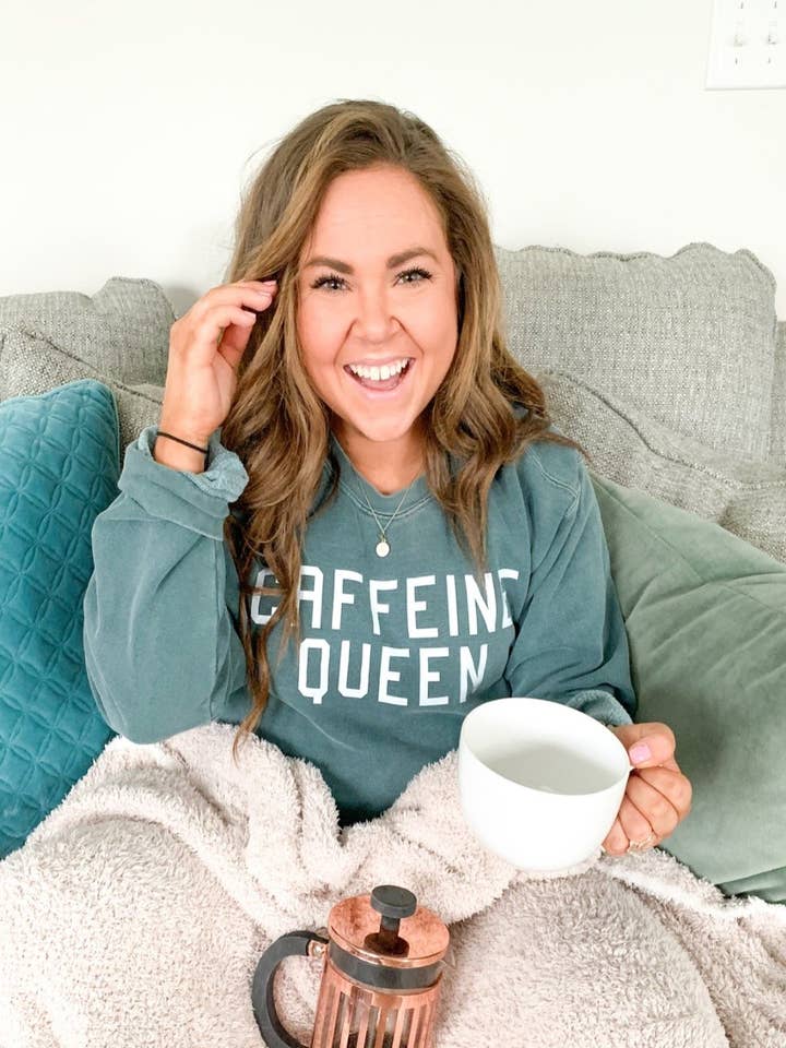 Caffeine Queen Crew Neck for wholesale by Amy Grace Monograms