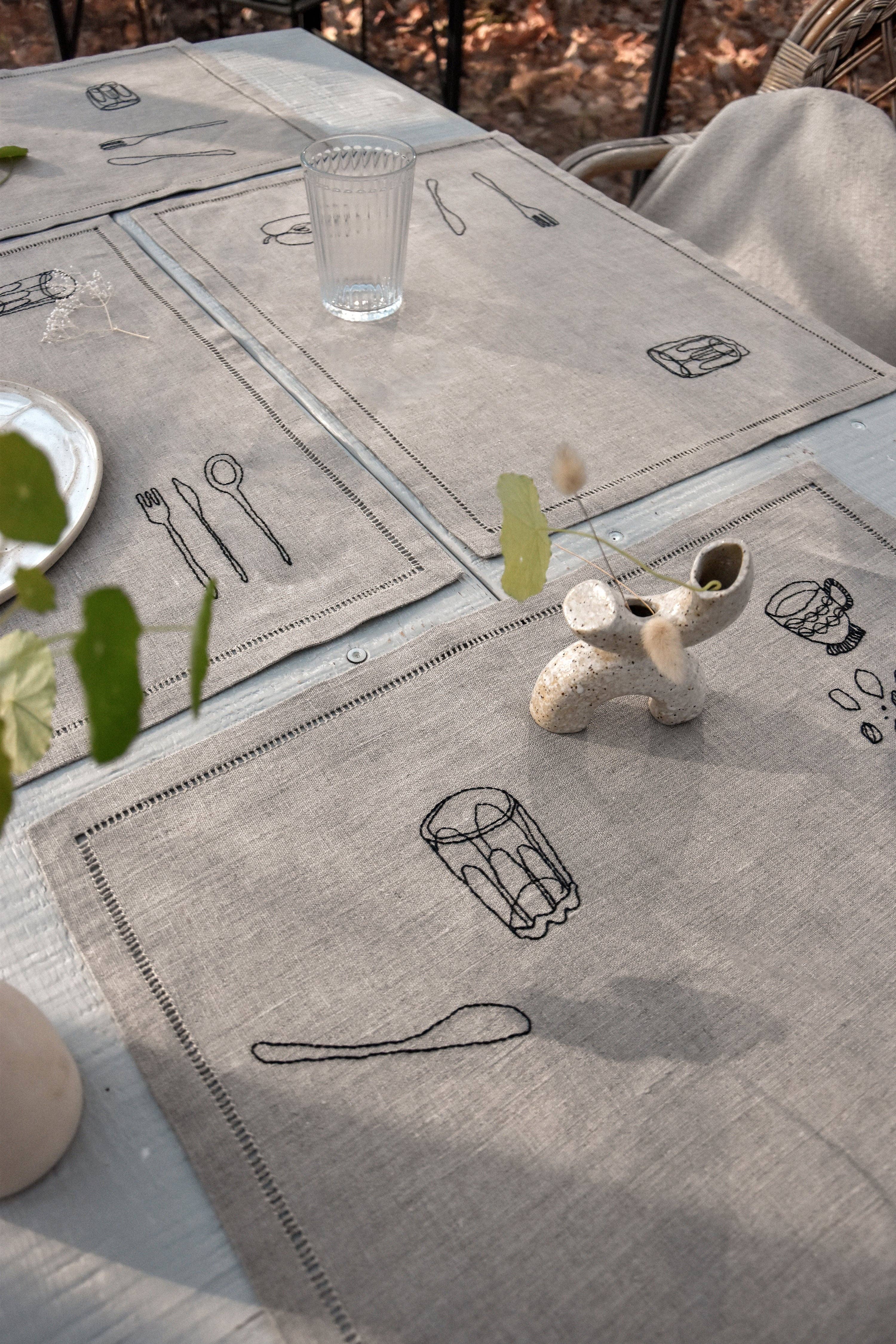 À bientôt – Individuais por atacado – Conjunto de 4 em Petit Dej Placemats Preto1